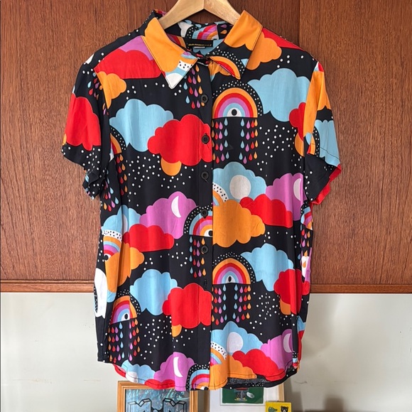 Nooworks Tops - RARE Nooworks fun colorful print Joyce short sleeves by Rainbow Kimono. Size XL.